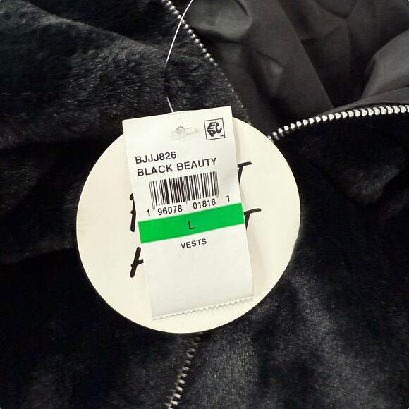 NEW Planet Heart Black Faux Fur Full Zip Jacket Size Large Hoodie Coat Soft Cozy - Picture 6 of 7